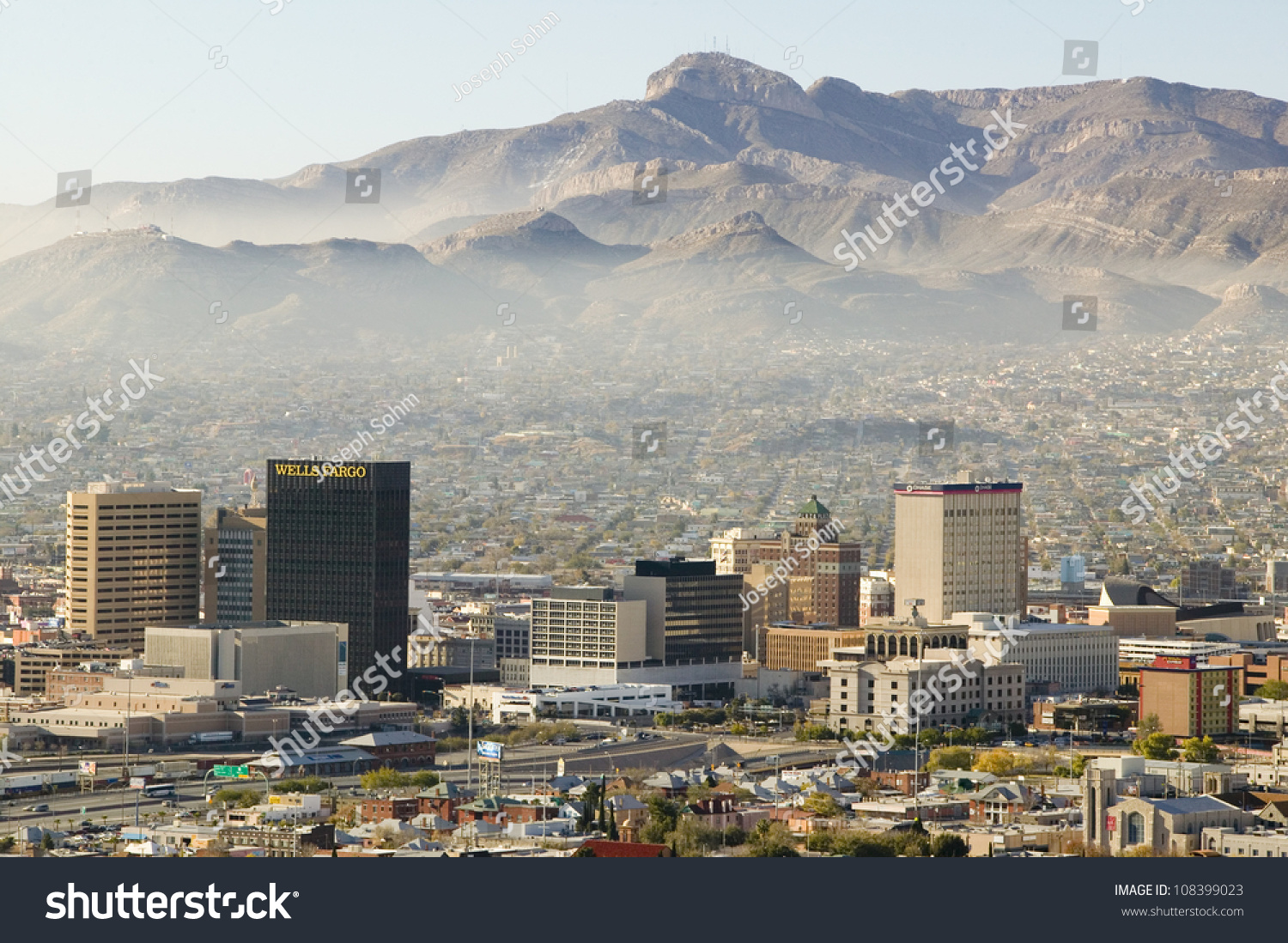 Panoramic View Of Skyline El Paso Texas Looking Toward Juarez, Mexico ...