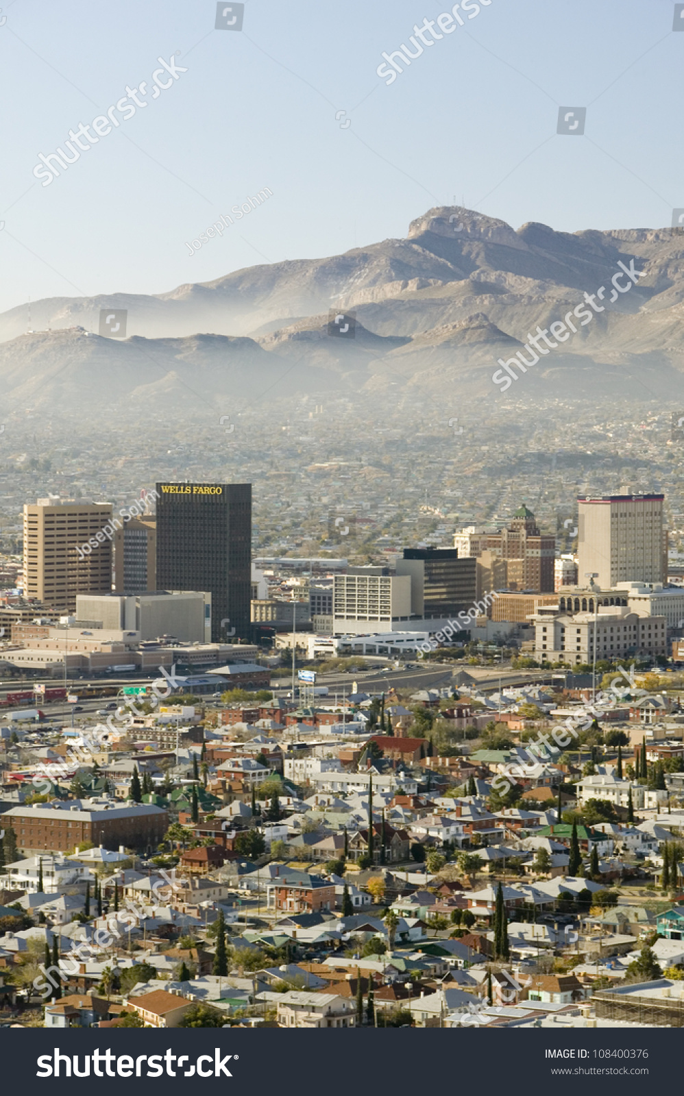 Panoramic View Of Skyline El Paso Texas Looking Toward Juarez, Mexico ...