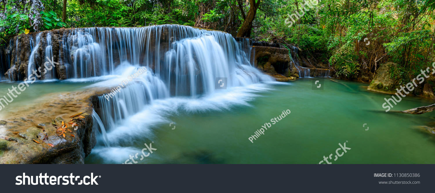 Panoramic Waterfall Rainforest National Park Thailand Stock Photo (Edit