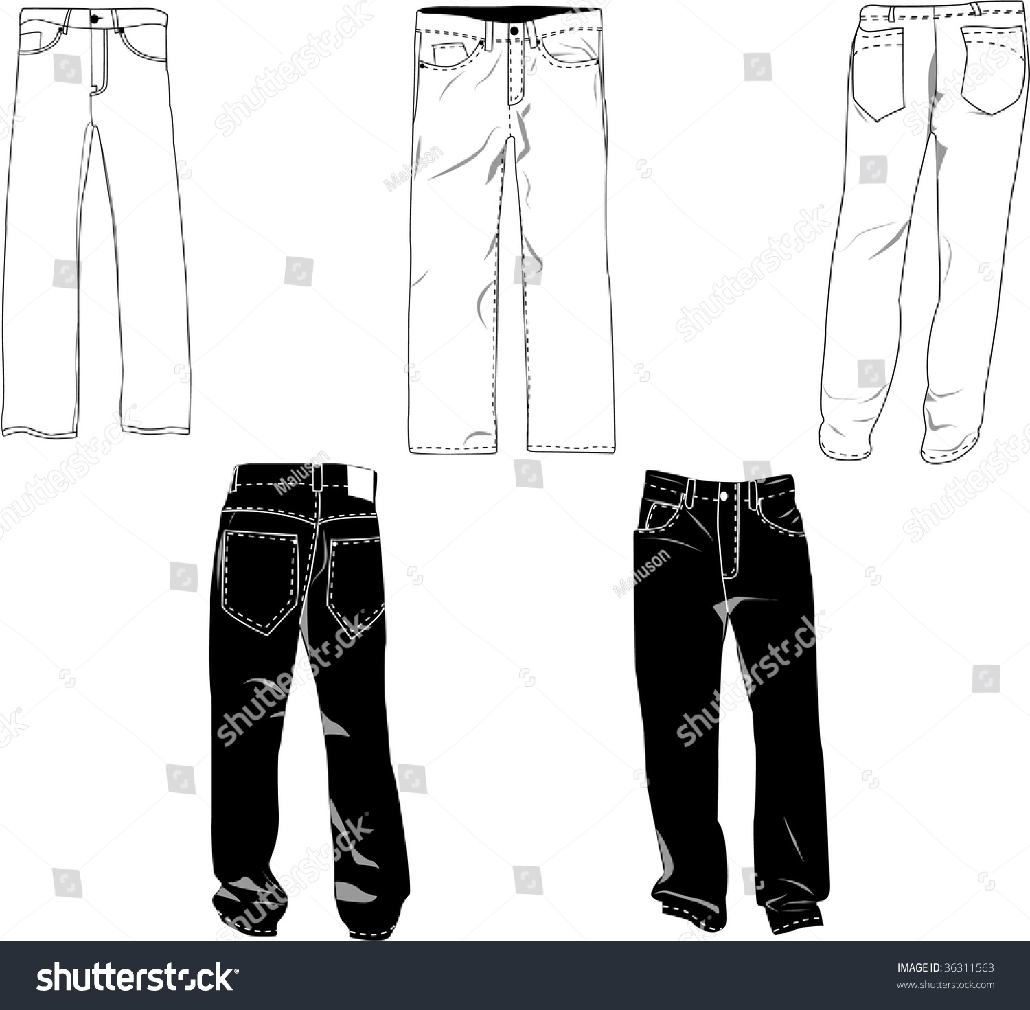 Pants Templatemockup Designs Stock Illustration 36311563 - Shutterstock