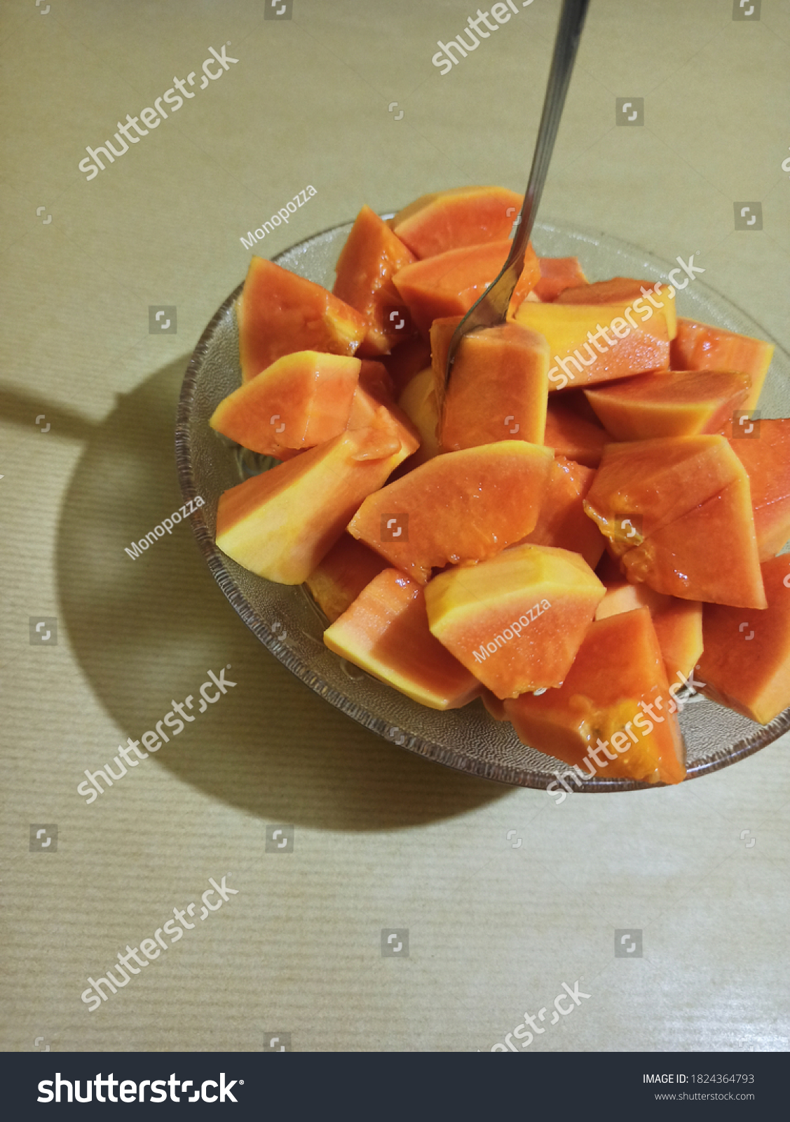 Papaya Fruit Bowl Isolated Brown Color Stock Photo 1824364793 ...