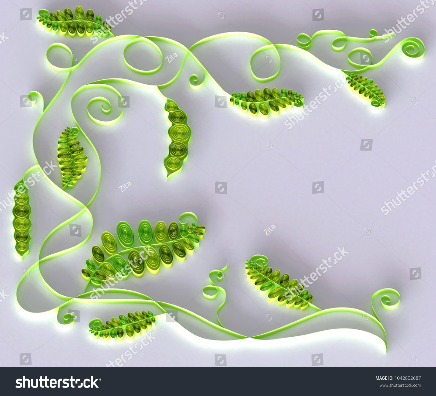 Download Paper Art Quilling Filigree Pea Vignette Stock Illustration 1042852687