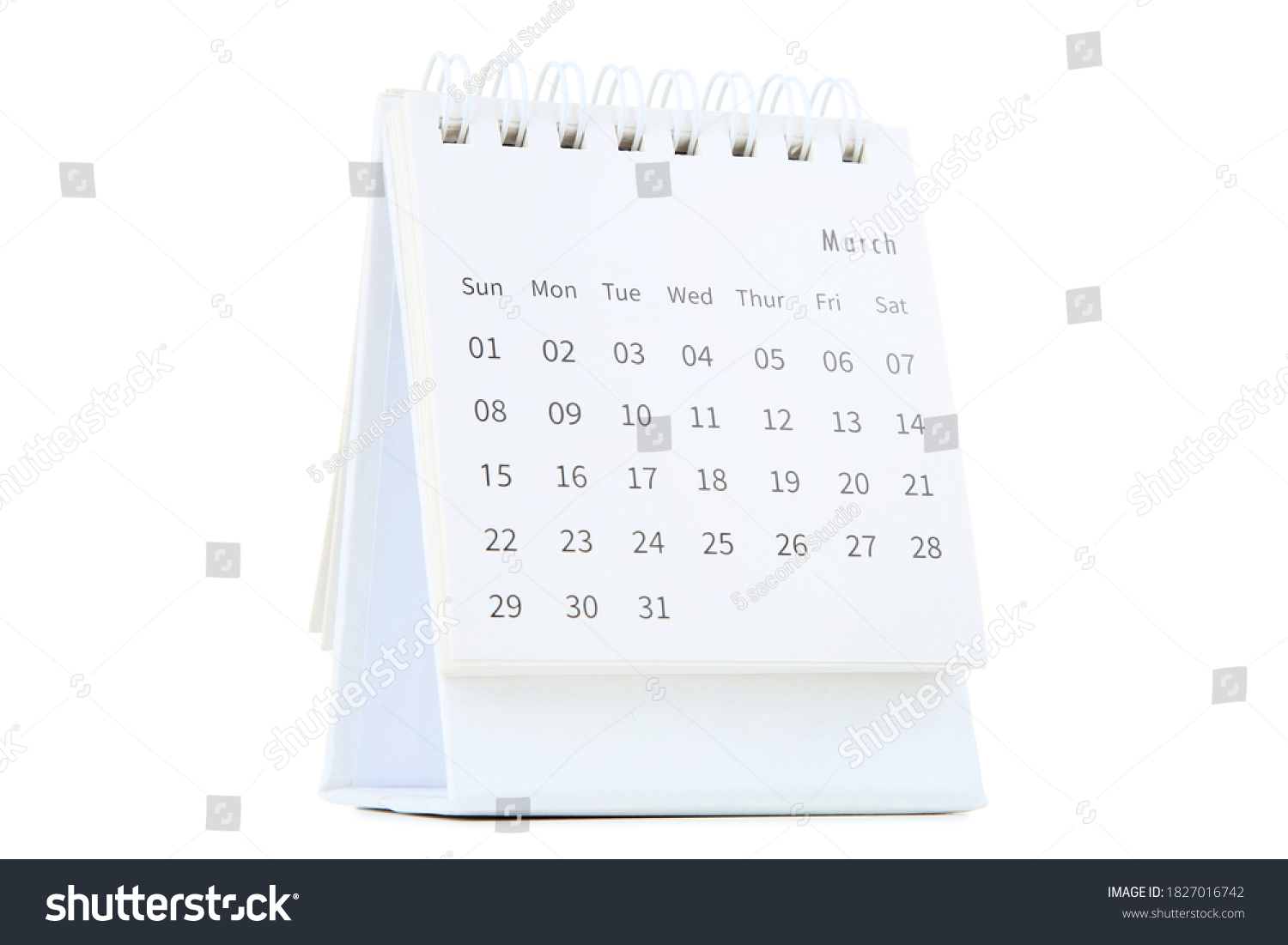 Paper Calendar Page On White Background Stock Photo 1827016742 ...