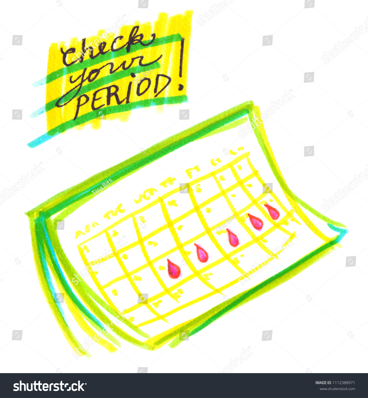Paper Calendar Marked Period Days Phrase のイラスト素材