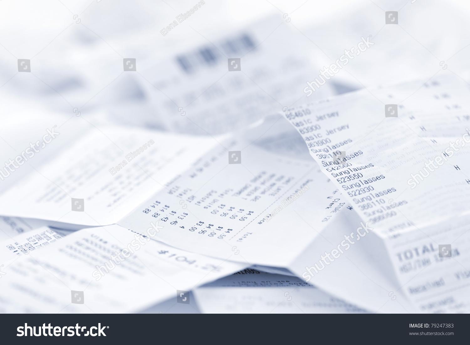 Paper Cash Register Receipts In A Lose Pile Close Up Stock Photo ...