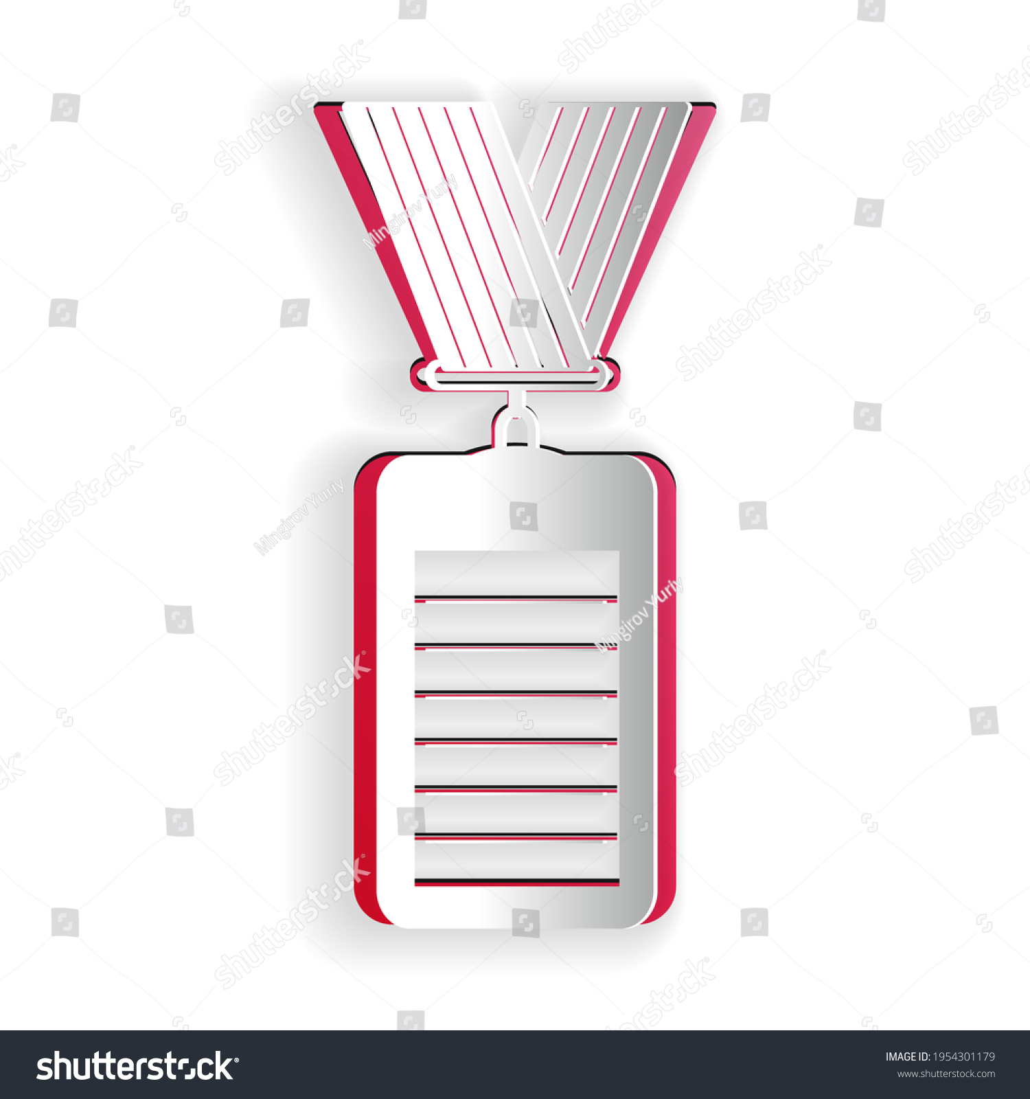 recommend clip art: Paper cut Identification badge icon isolated on white background. Identification card. It can be used for presentation, identity of the company. Paper art style.