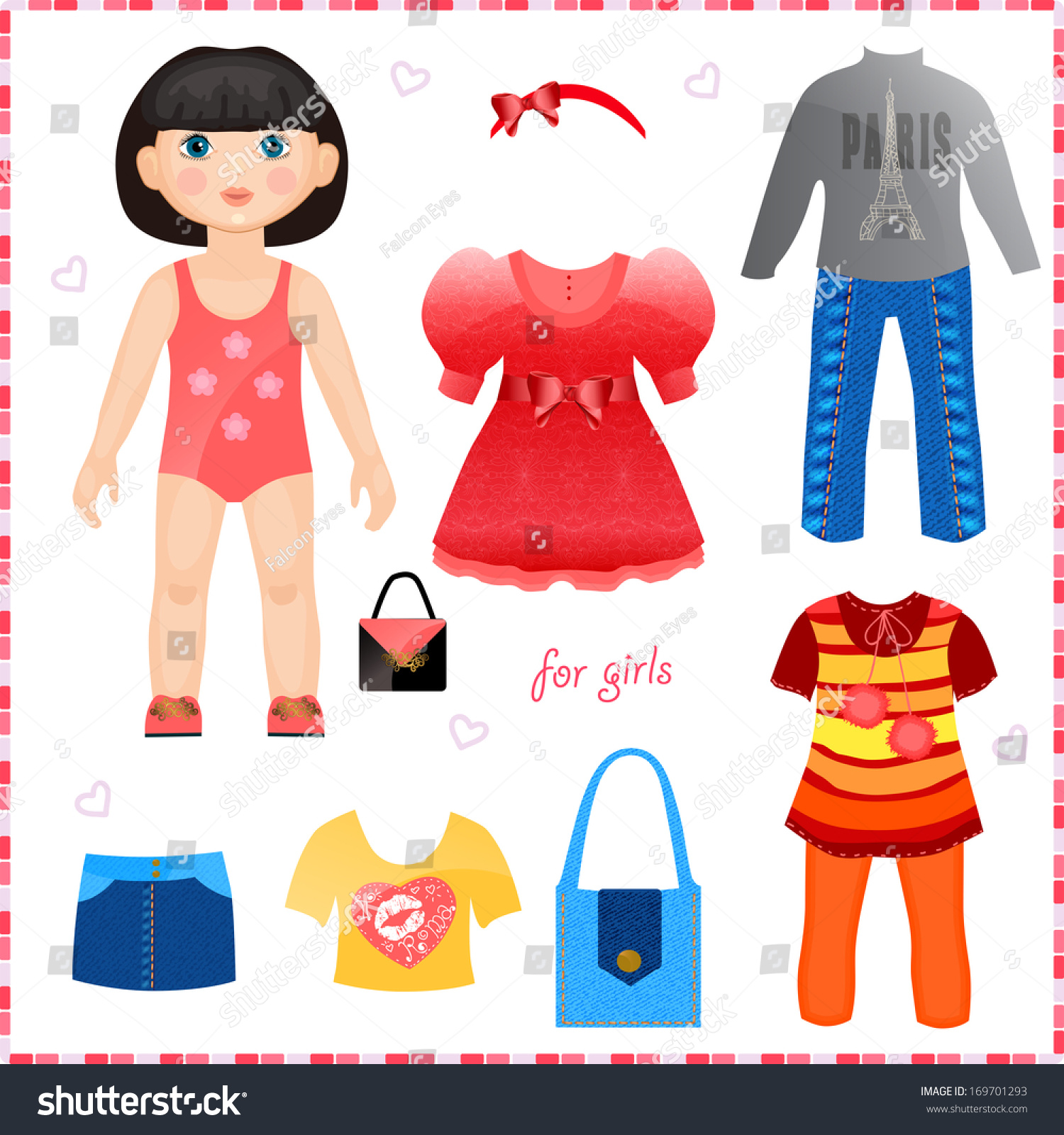 Paper Doll Set Clothes Cute Fashion Stock Illustration 169701293 ...