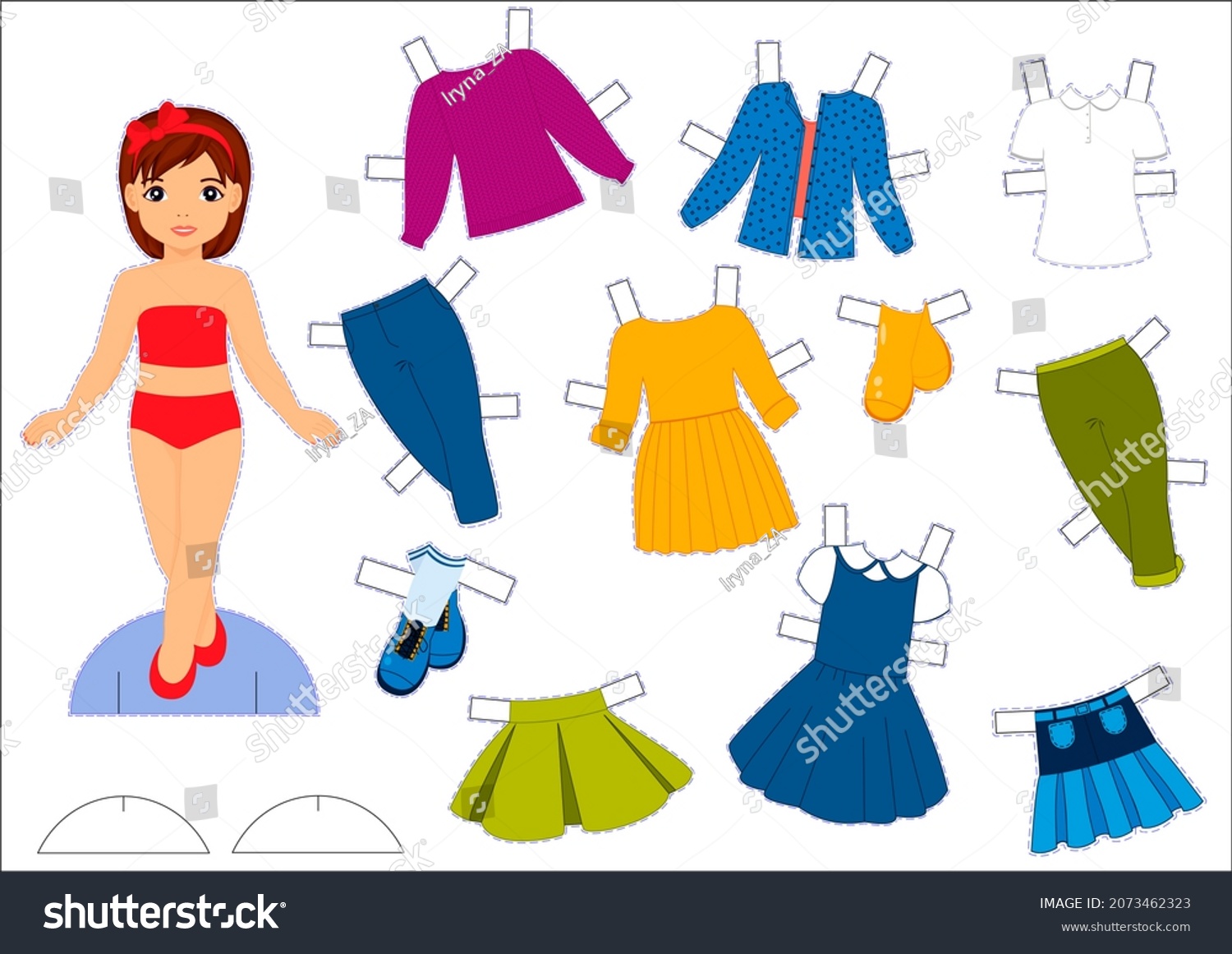 Paper Doll Clothes Set Cute Girl Stock Illustration 2073462323 ...