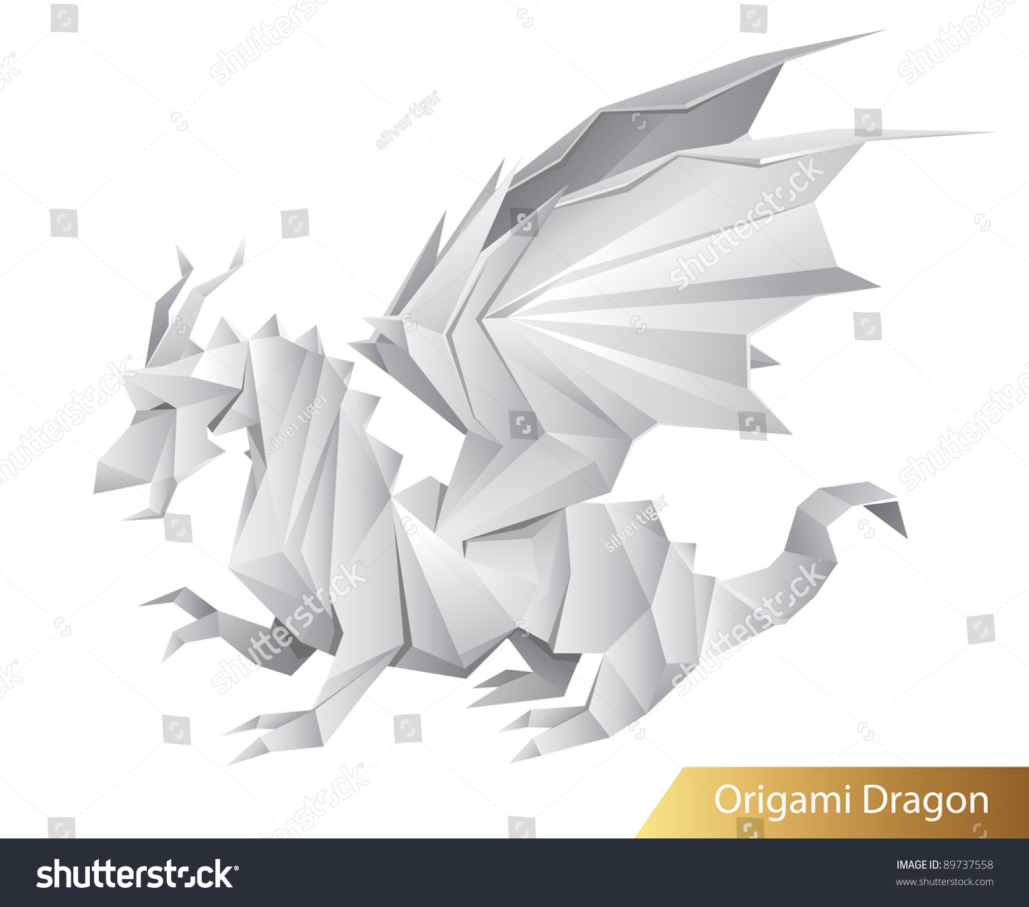 Paper Dragon Origami Raster Version Stock Illustration 89737558