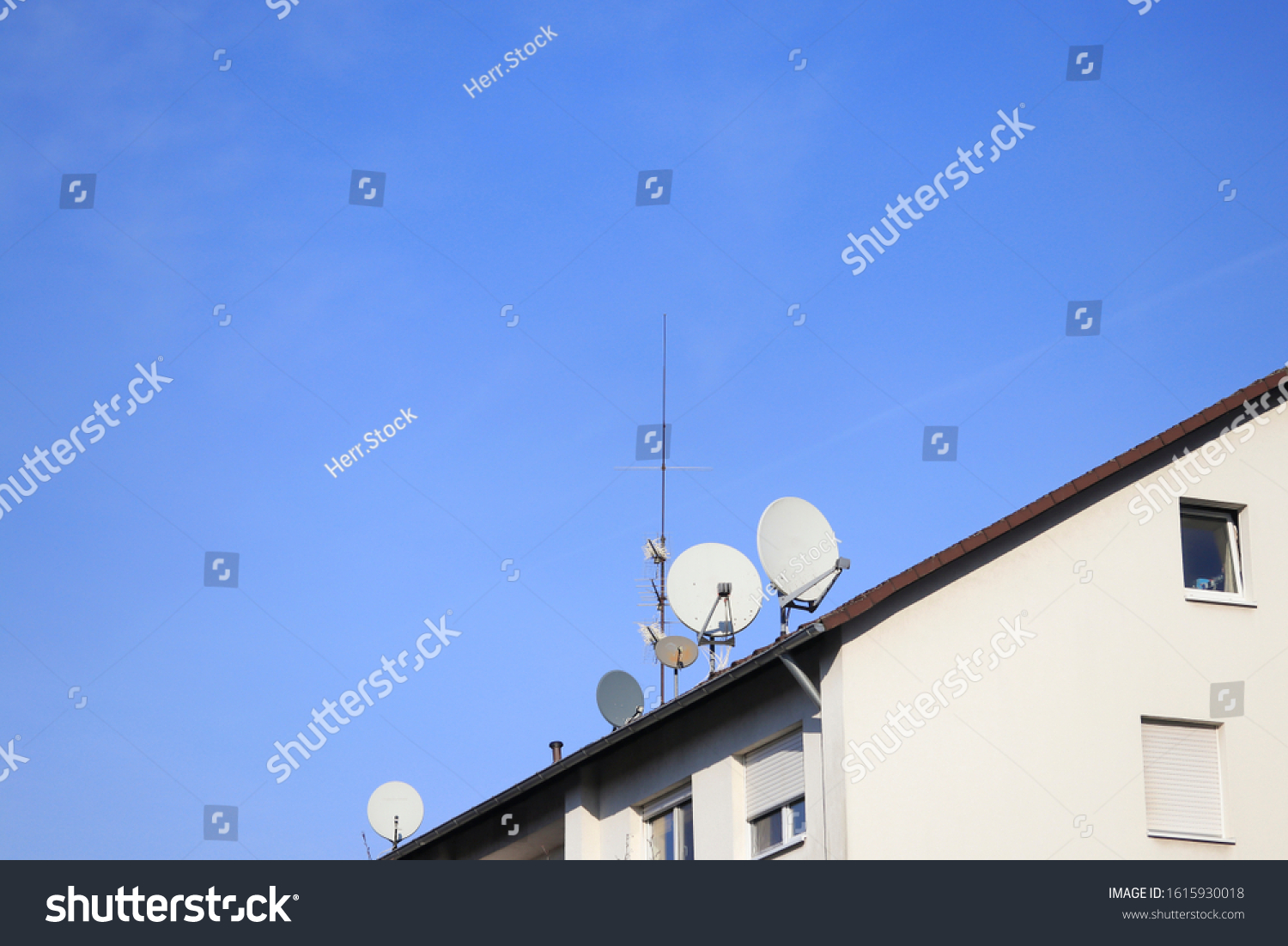 Parabolic Mirror Tv Antenna On House Technology Stock Image