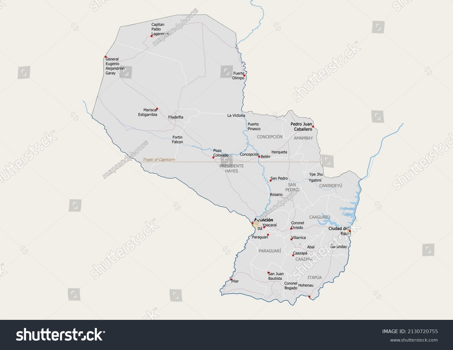 Paraguay Political Map Capital National Borders Stock Illustration ...