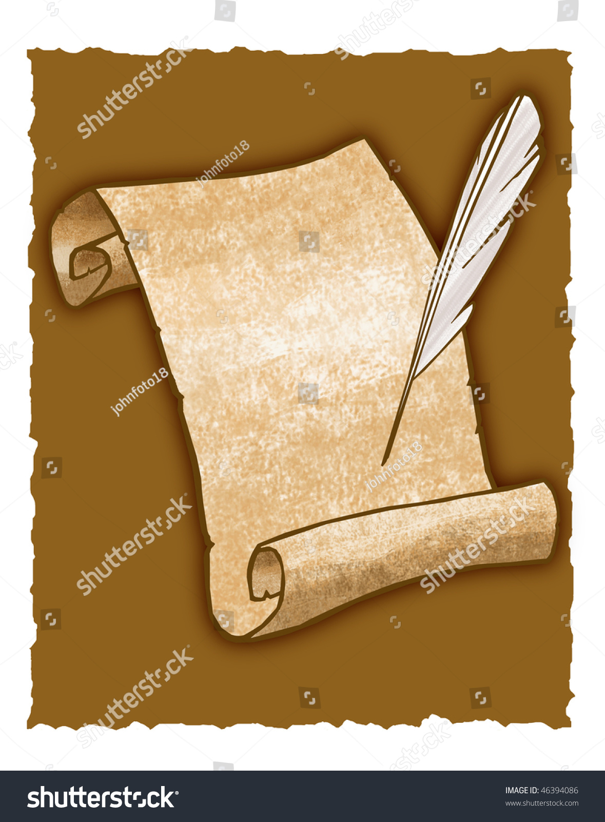 Parchment Scroll And Quill Pen Of Illustration - 46394086 : Shutterstock