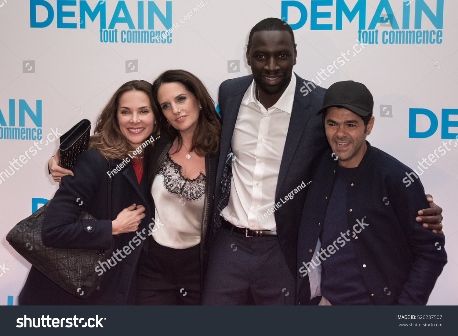 Paris France Nov 28 2016 Omar Sy With His Wife Helene Surrounded By Melissa Theuriau And