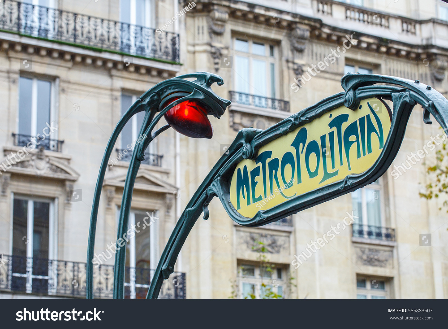 Paris Metropolitain Entrance Station Pole Traditional Stock Photo ...