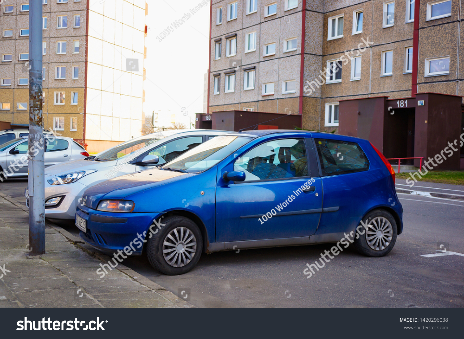 Parked Blue Fiat Punto Car On Stock Photo Edit Now