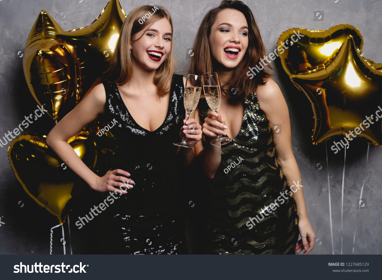 Party Fun Beautiful Girls Celebrating New Stock Photo 1227685129 ...