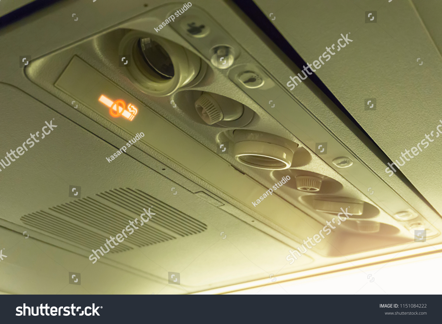 Passenger Service Panel Airplane Cabin Details Stock Photo