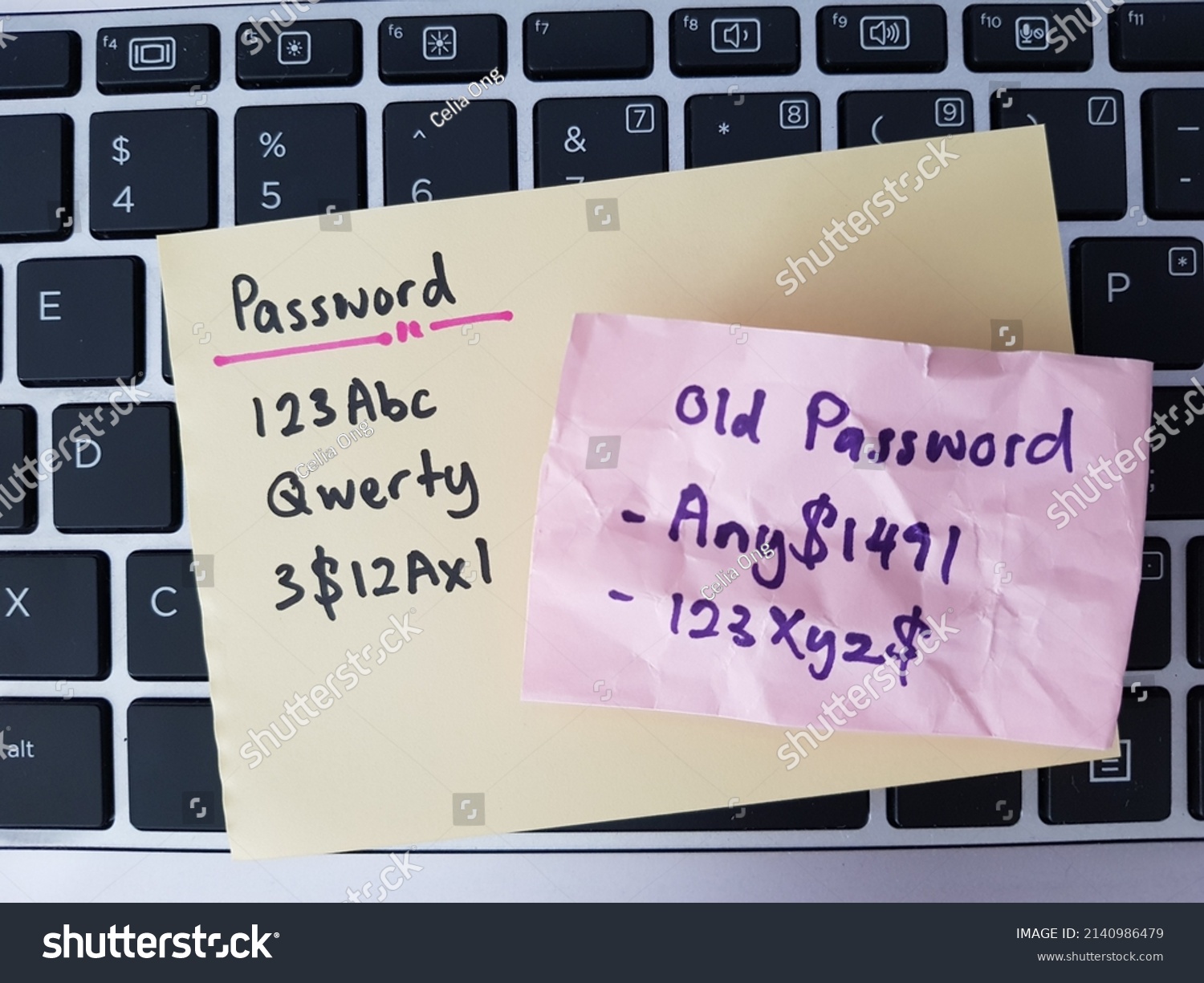 Passwords Written On Piece Paper Placed Stock Photo 2140986479 ...