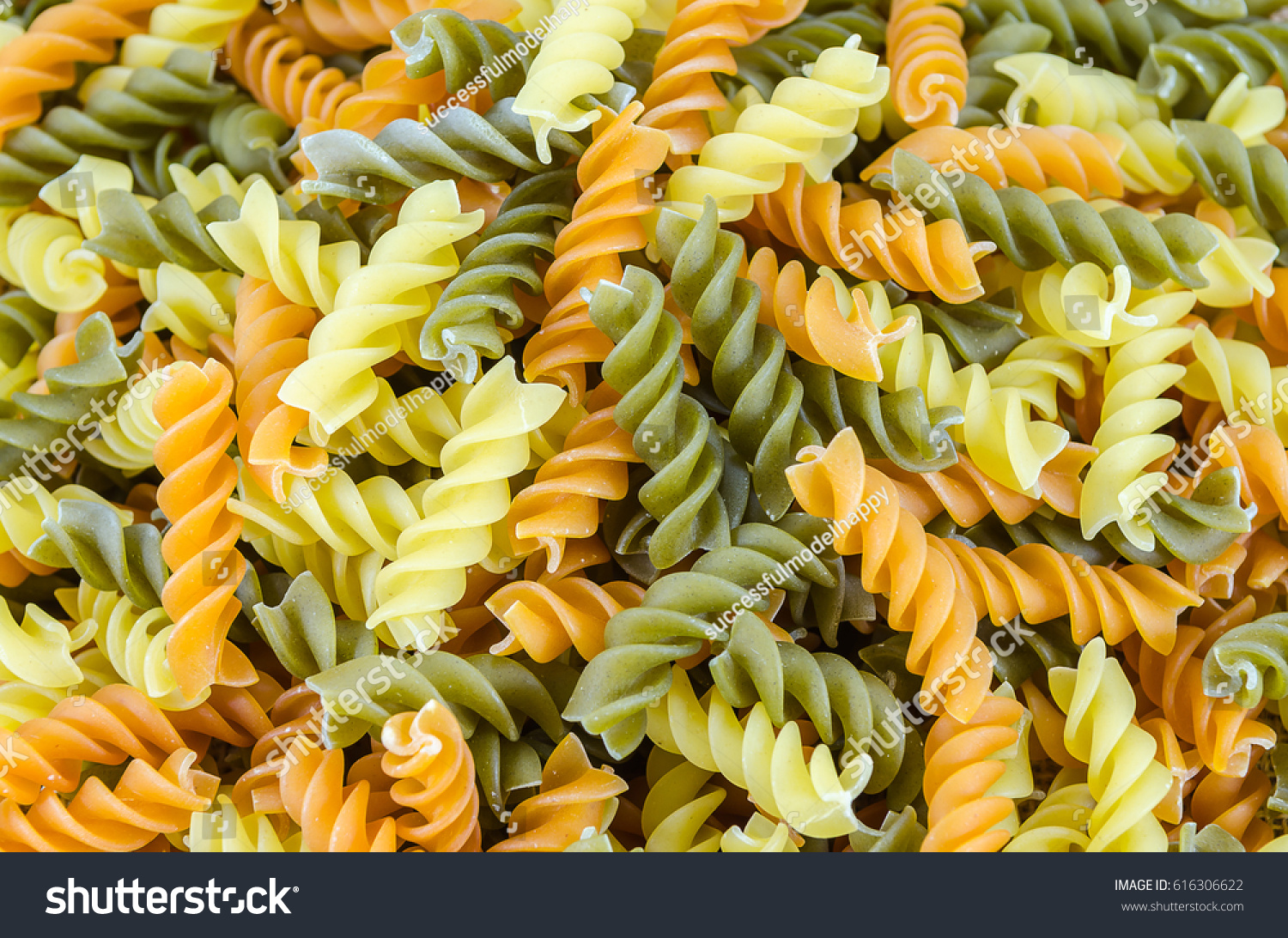 Pasta Many Colors Green Orange Yellow Stock Photo Edit Now 616306622