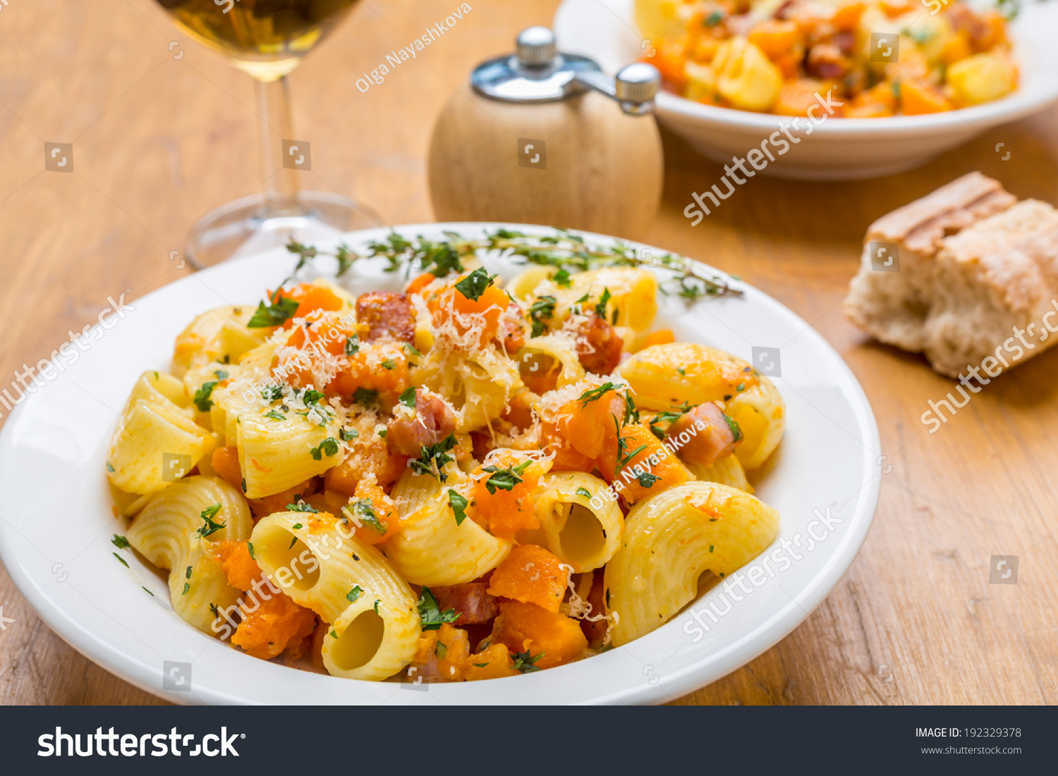 Pasta Butternut Squash Pancetta Stock Photo 192329378  Shutterstock