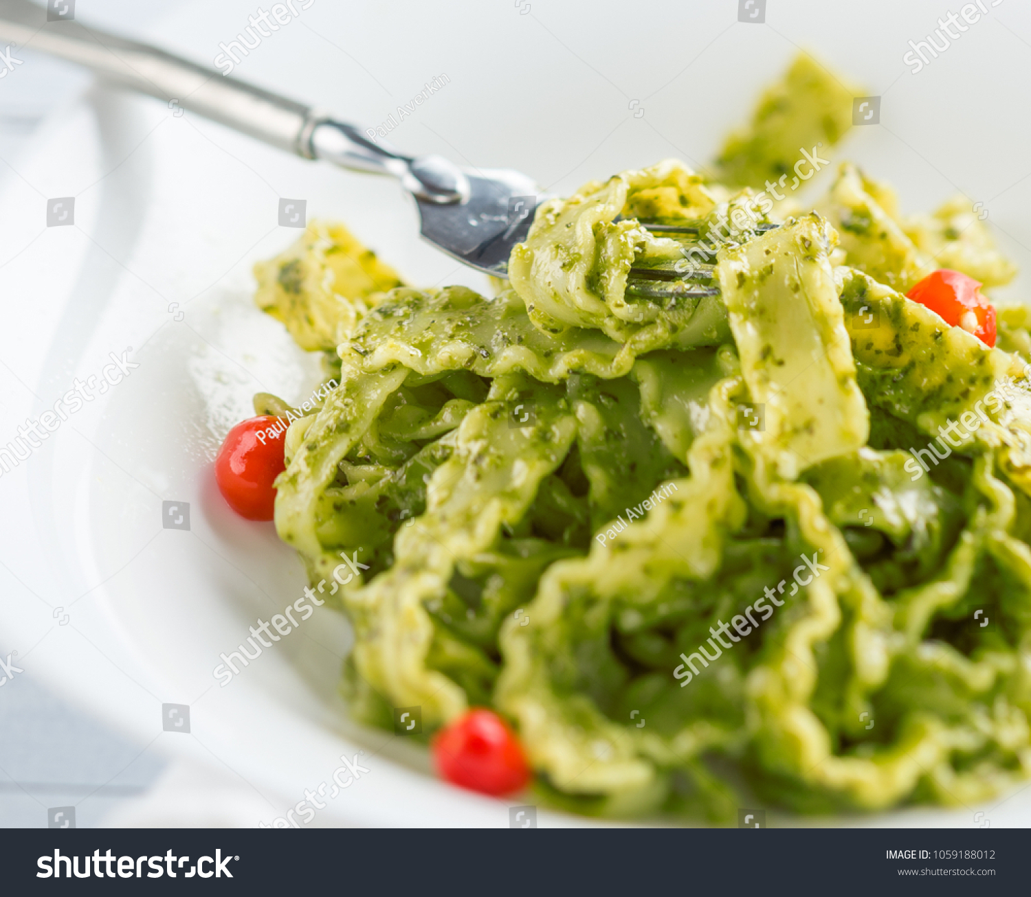 Pasta Pesto Sauce Red Pepper On Stock Photo Edit Now 1059188012