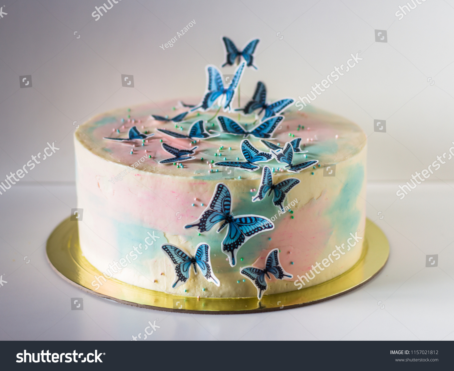 Pastel Colors Tasty Cake Butterfly White Stock Photo Edit Now 1157021812