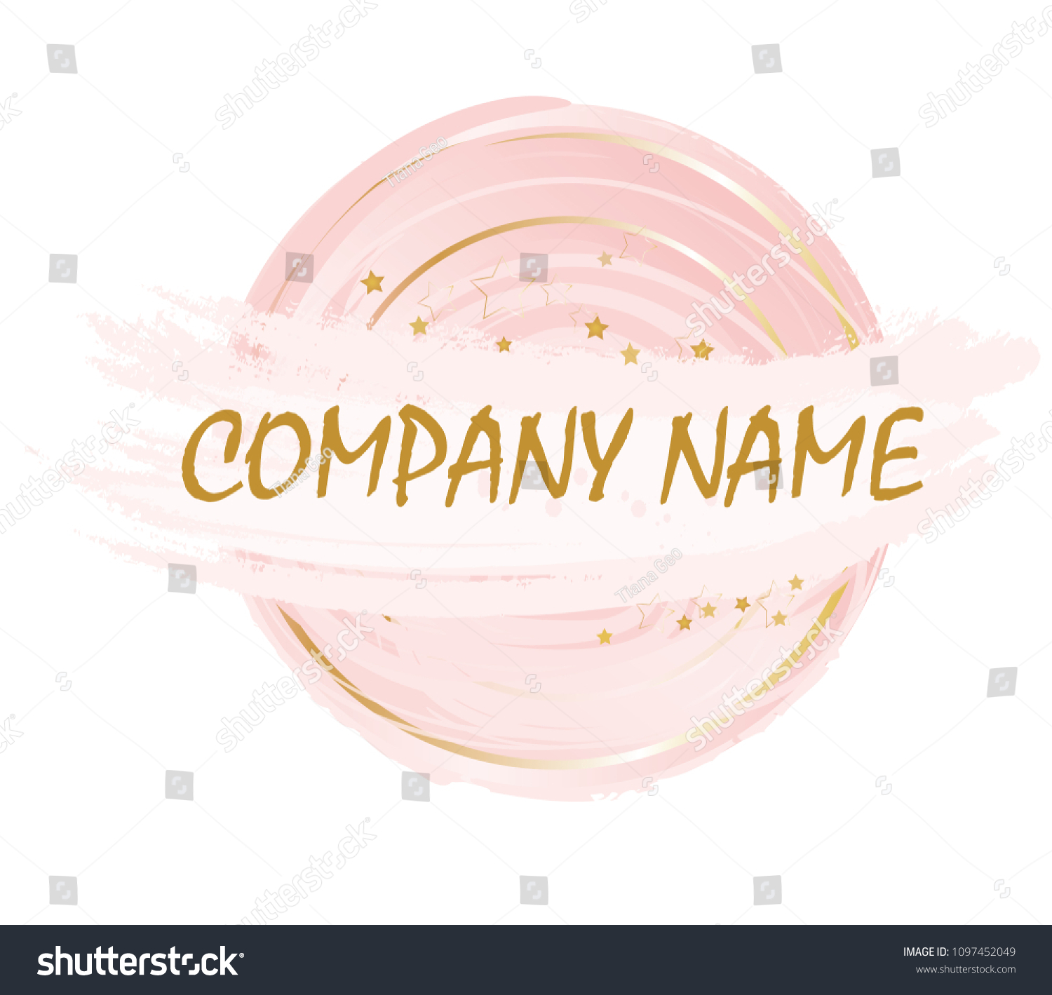 Pastel Pink Gold Logo Abstract Composition Stock Illustration