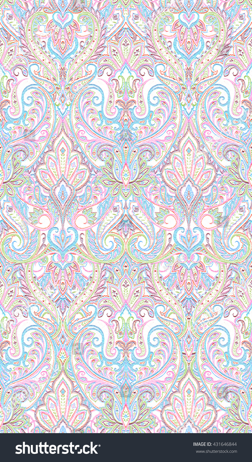 Pastel Watercolor Paisley Pattern Seamless Ornamental Stock ...