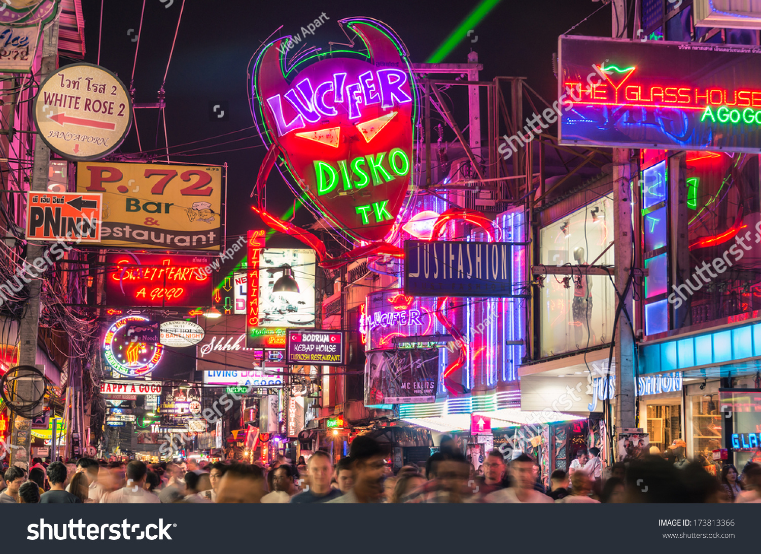 Pattaya, Thailand - January 19, 2014: Multicolored Neon Signs In The ...