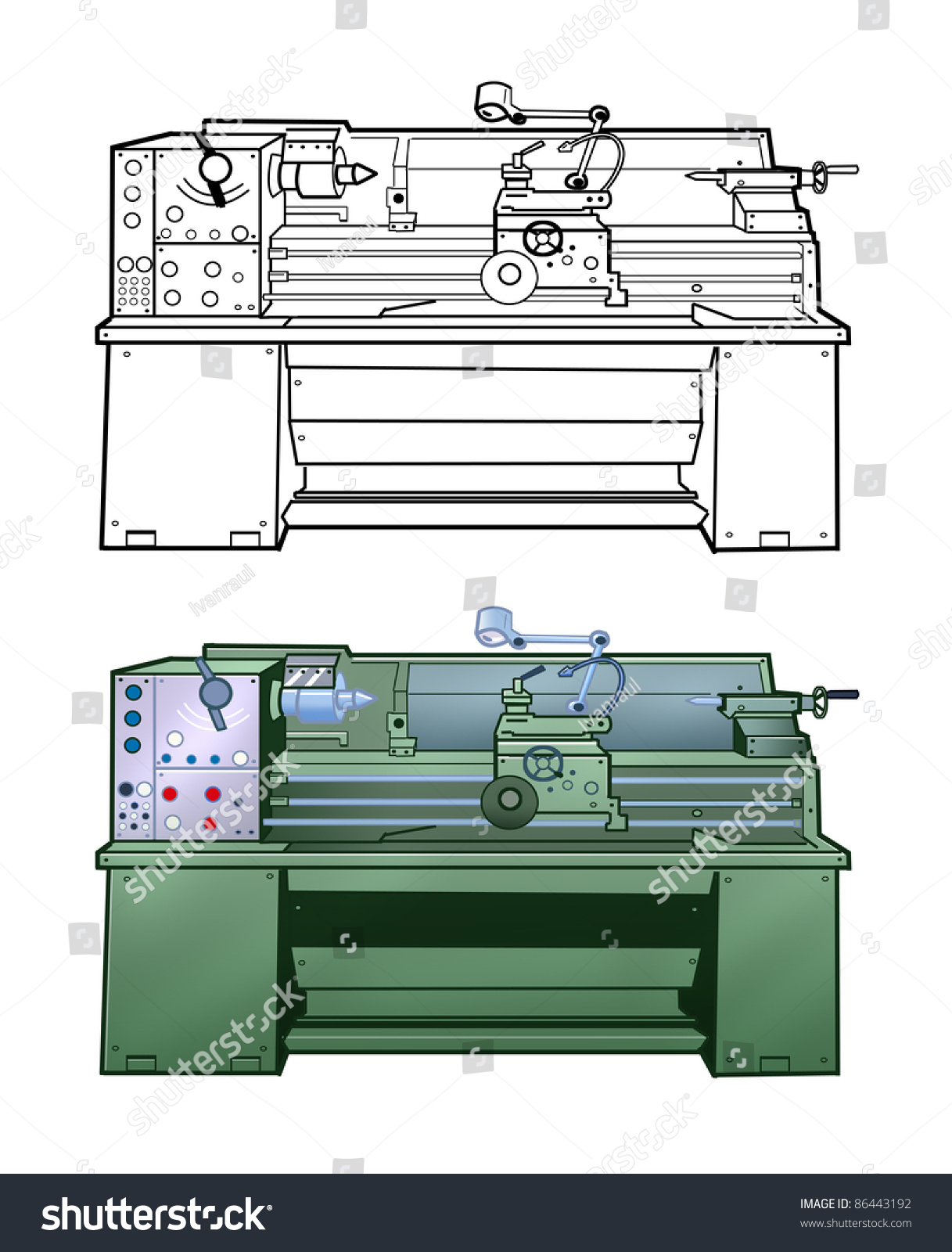 Pattern Lathe Colorful Illustrations And A Diagram Of Lathe Machine ...