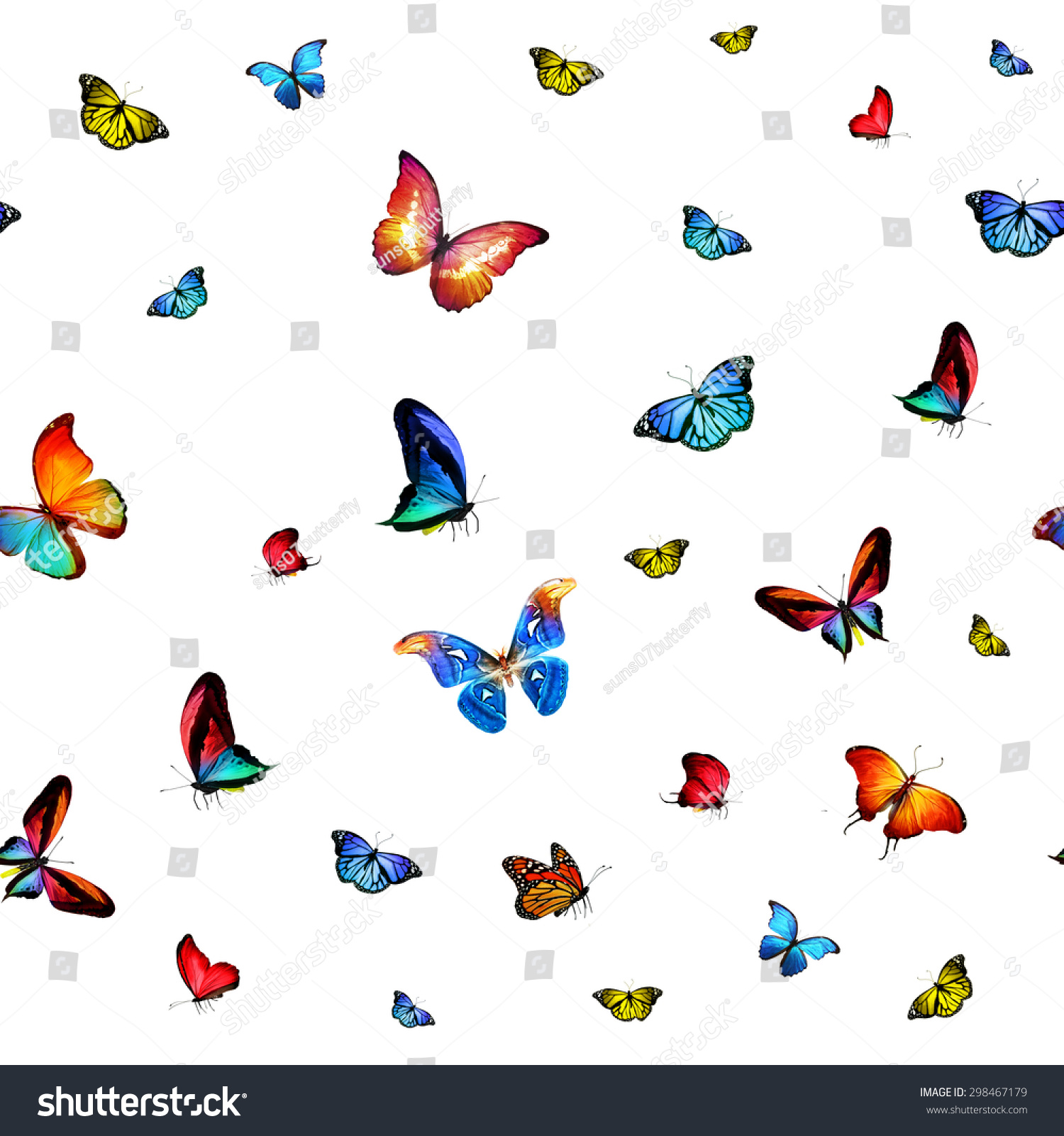 Pattern Flying Butterflies Ilustracje Stockowe 298467179 — Shutterstock