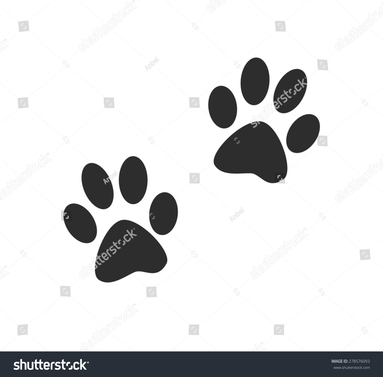 Paw Prints Animal Isolated On White. Stock Photo 278576093 : Shutterstock