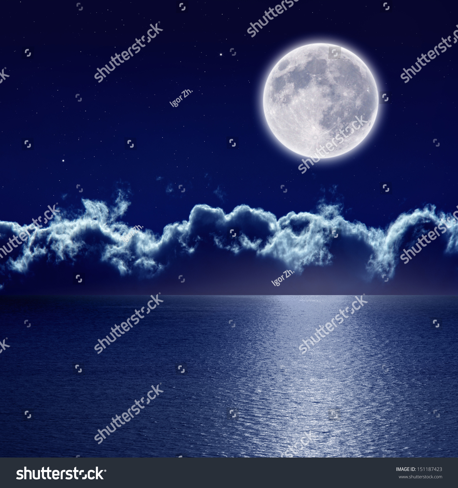 Peaceful Background Night Sky Full Moon Stock Photo 151187423