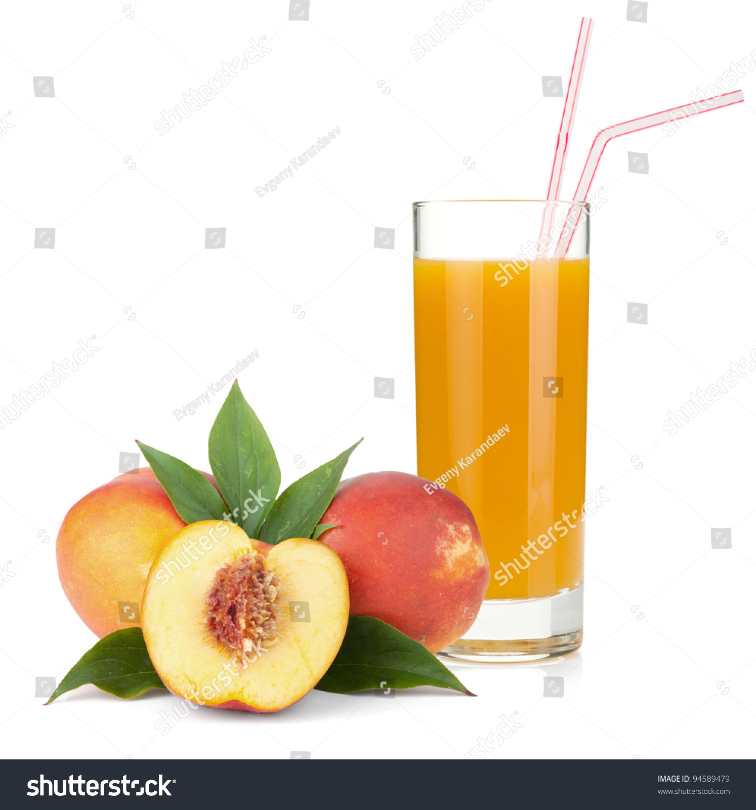 Peach Juice Glass Drinking Straw Fresh Stock Photo 94589479 Shutterstock