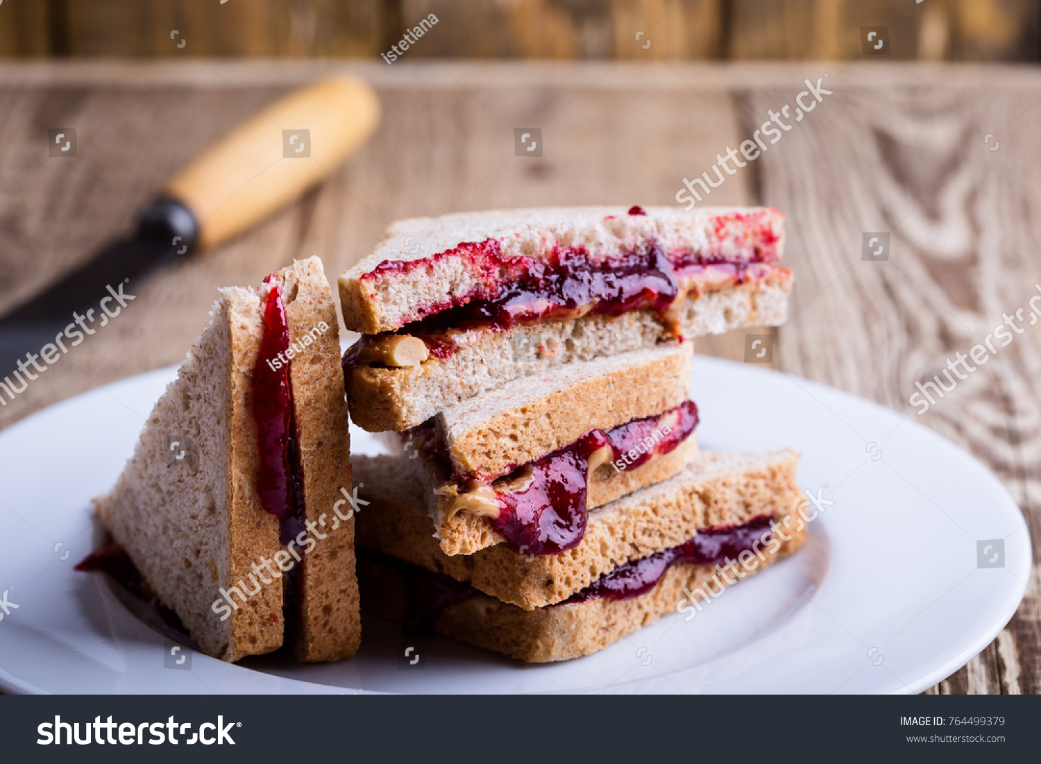 Peanut Butter Jelly Sandwich Whole Wheat Stock Photo Edit Now