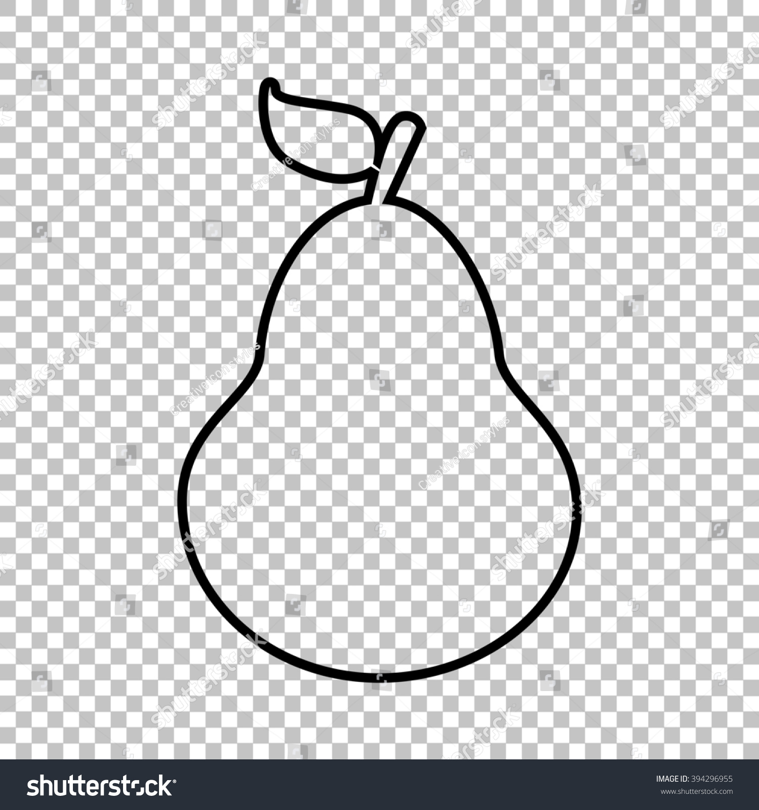 Pear Line Icon On Transparent Background Stock Illustration