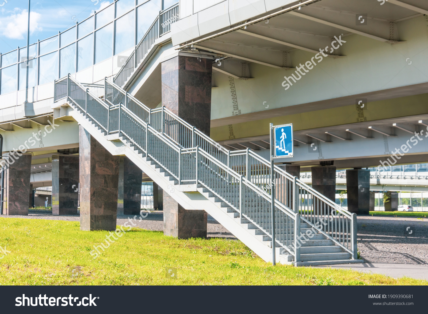 Pedestrian Crossing Over Bridge Over Road Stock Photo 1909390681 ...