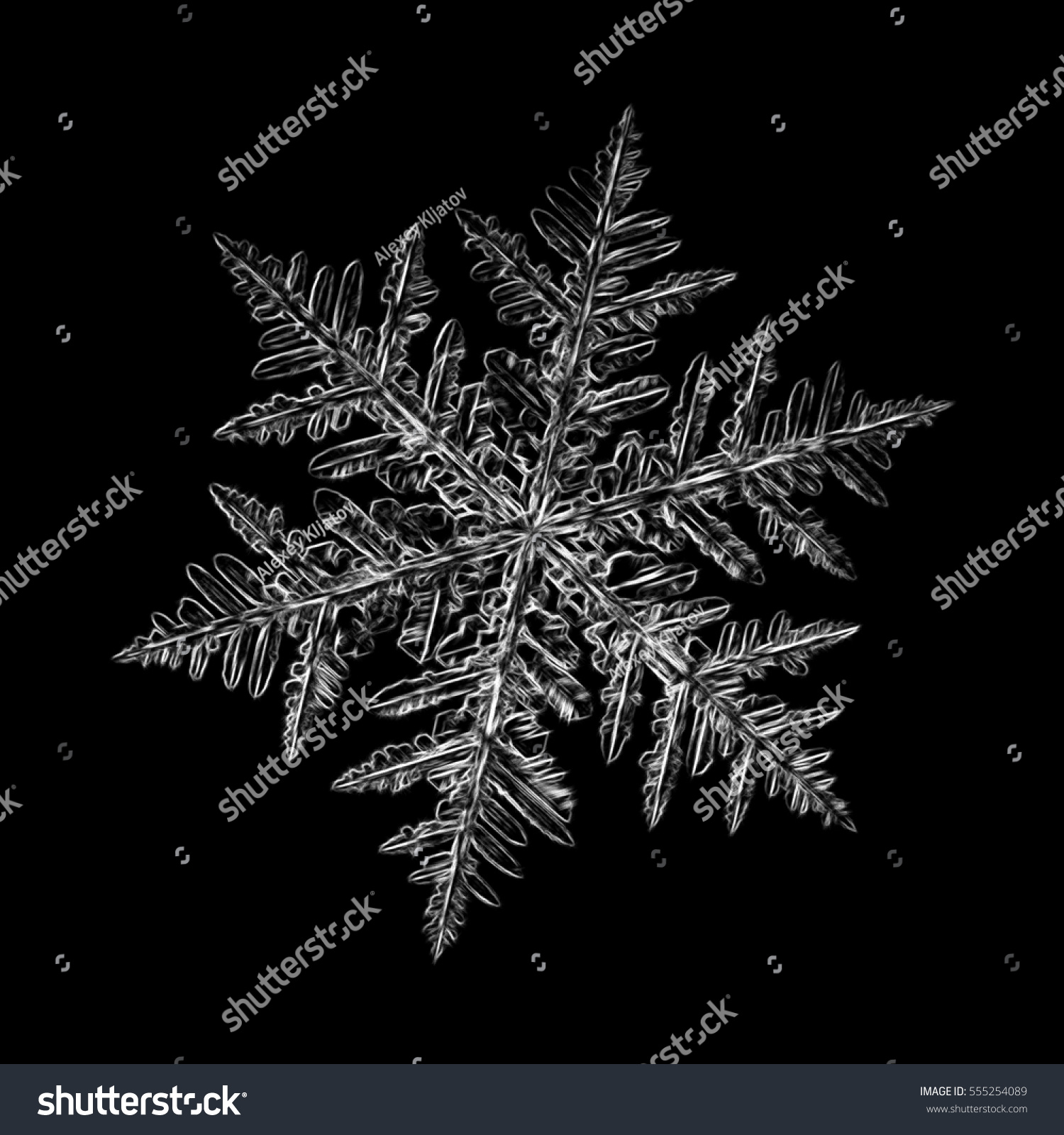  Pencil Drawing White Snowflake On Black Stock Illustration 555254089 