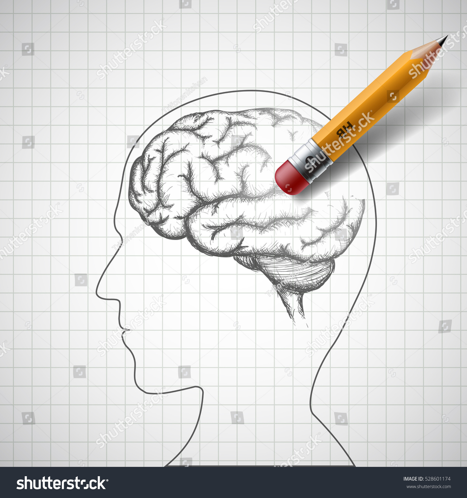 鉛筆は人の脳を消す アルツハイマー病 ストックイラスト のイラスト素材