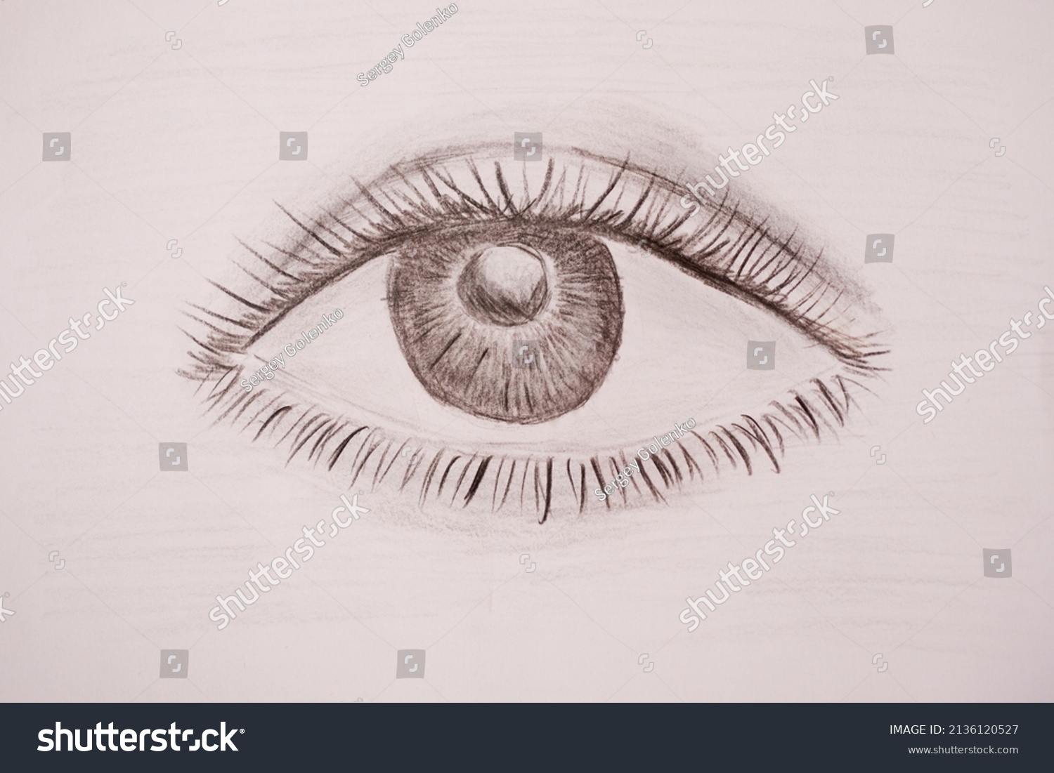 Pencil Eye Drawing Black White Image Stock Illustration 2136120527 ...