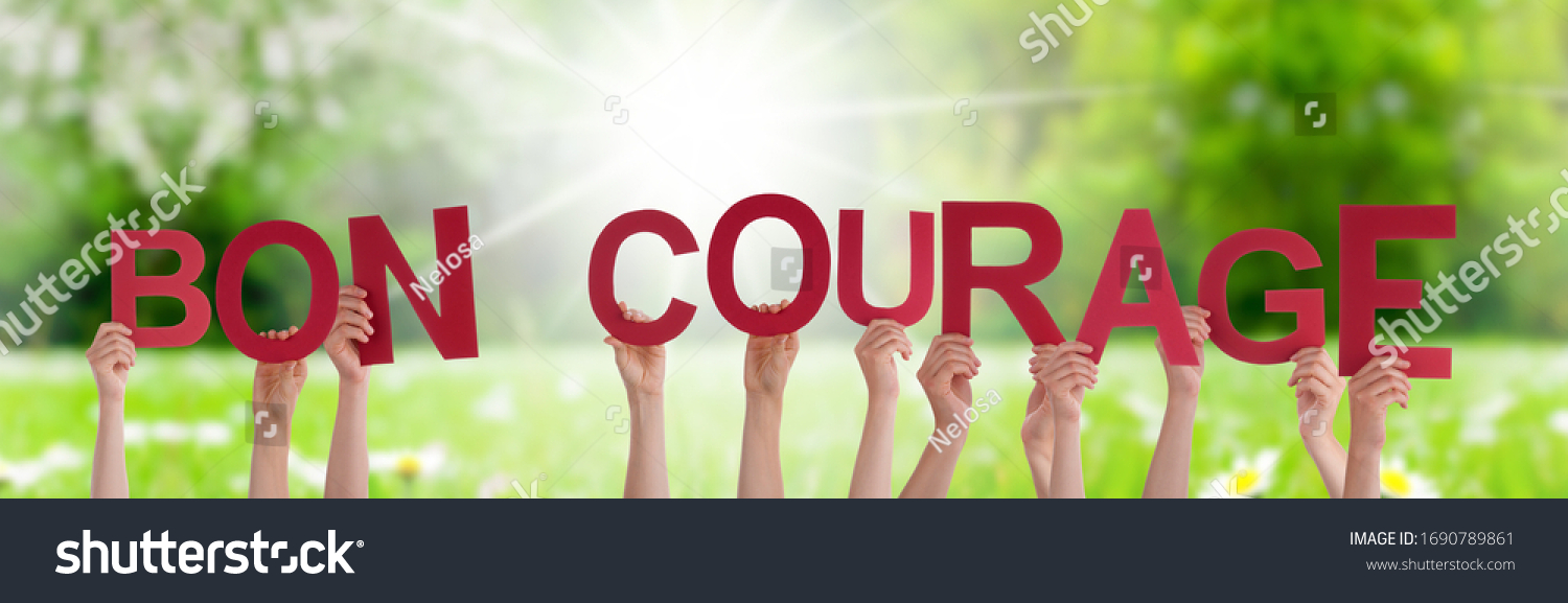 People Hands Holding Word Bon Courage Stock Photo 1690789861 Shutterstock
