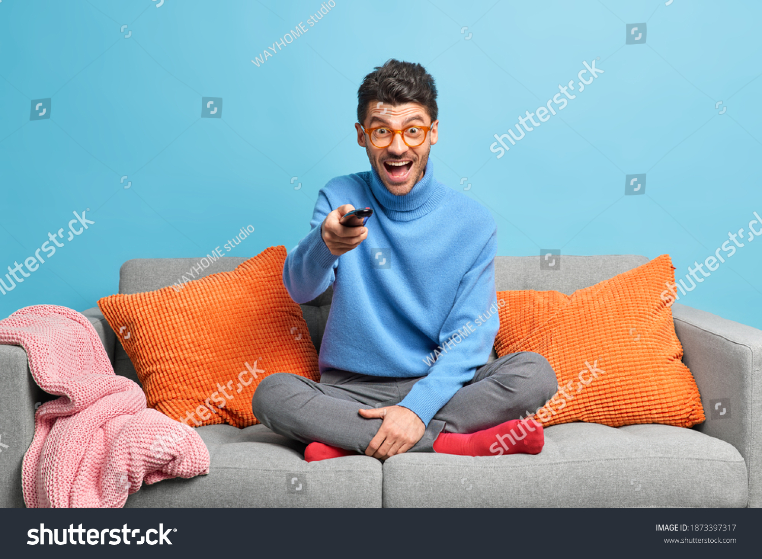 People Leisure Pastime Concept Overjoyed Unshaven Stock Photo ...