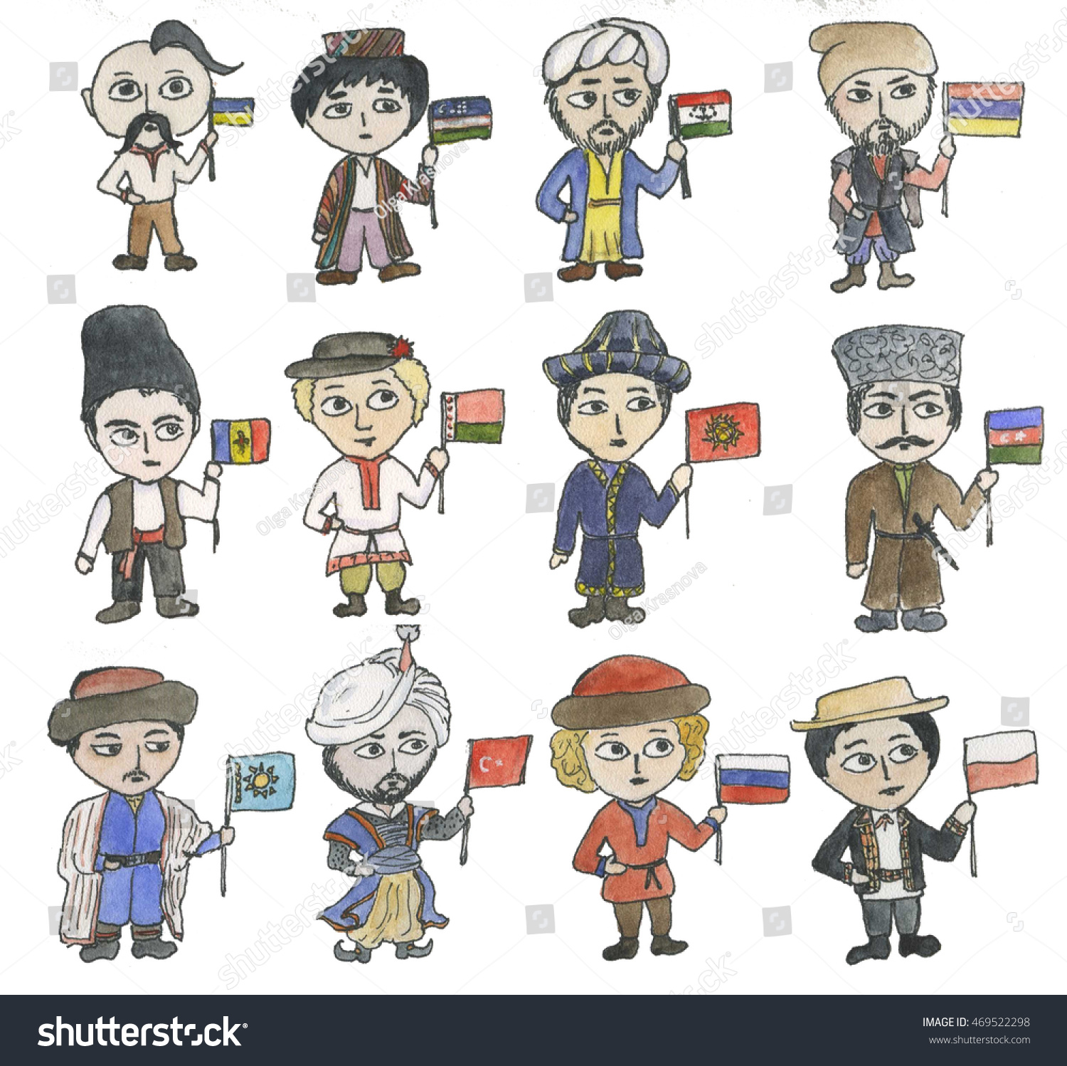 People Of Different Nations In Cartoon Style Stock Photo 469522298 ...