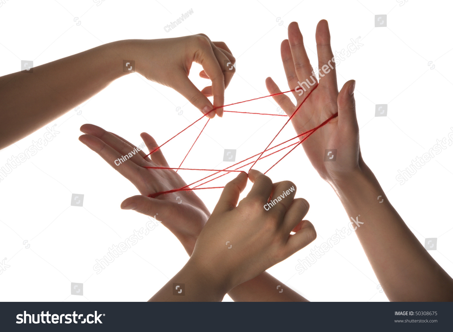 People Playing Cats Cradle Gamecloseup Stock Photo Edit Now 50308675