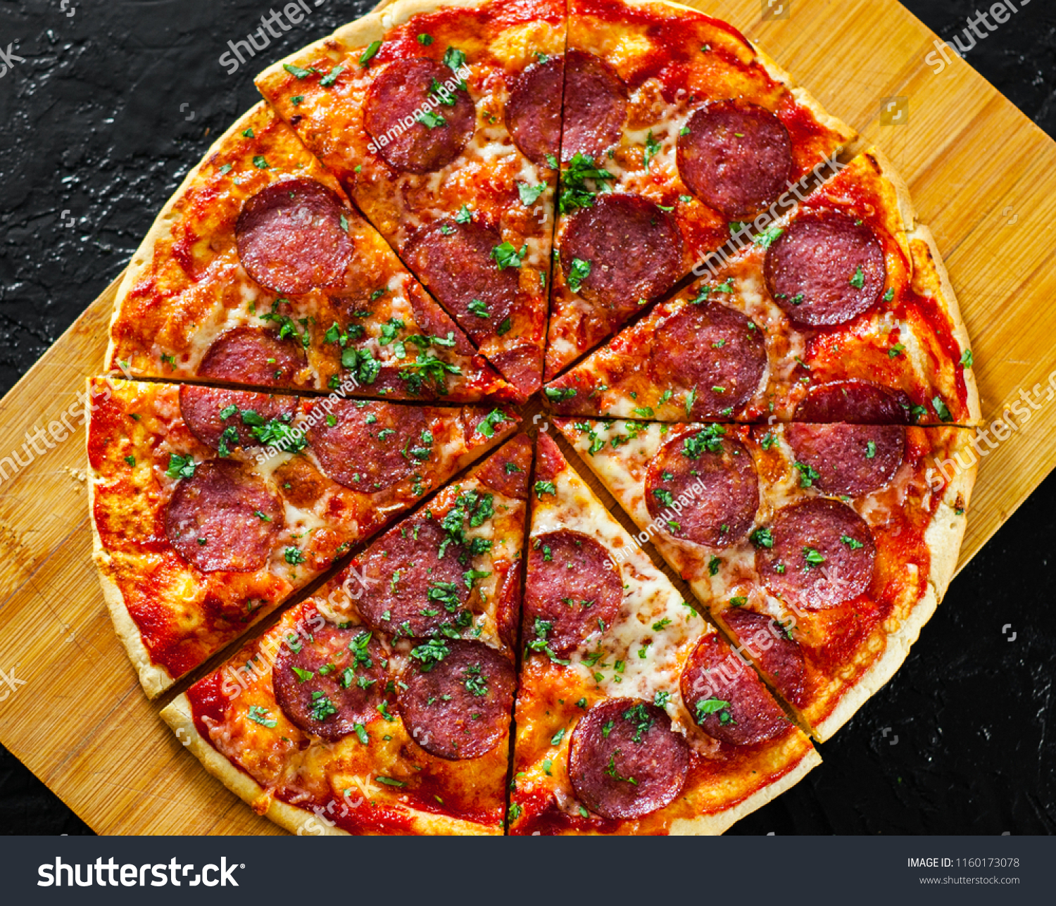 Pepperoni Pizza Mozzarella Cheese Salami Tomatoes Stock Photo Edit Now