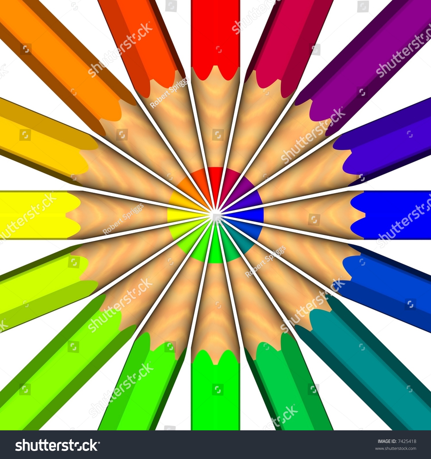 Perfect Circle Of Colored Pencils Stock Photo 7425418 : Shutterstock