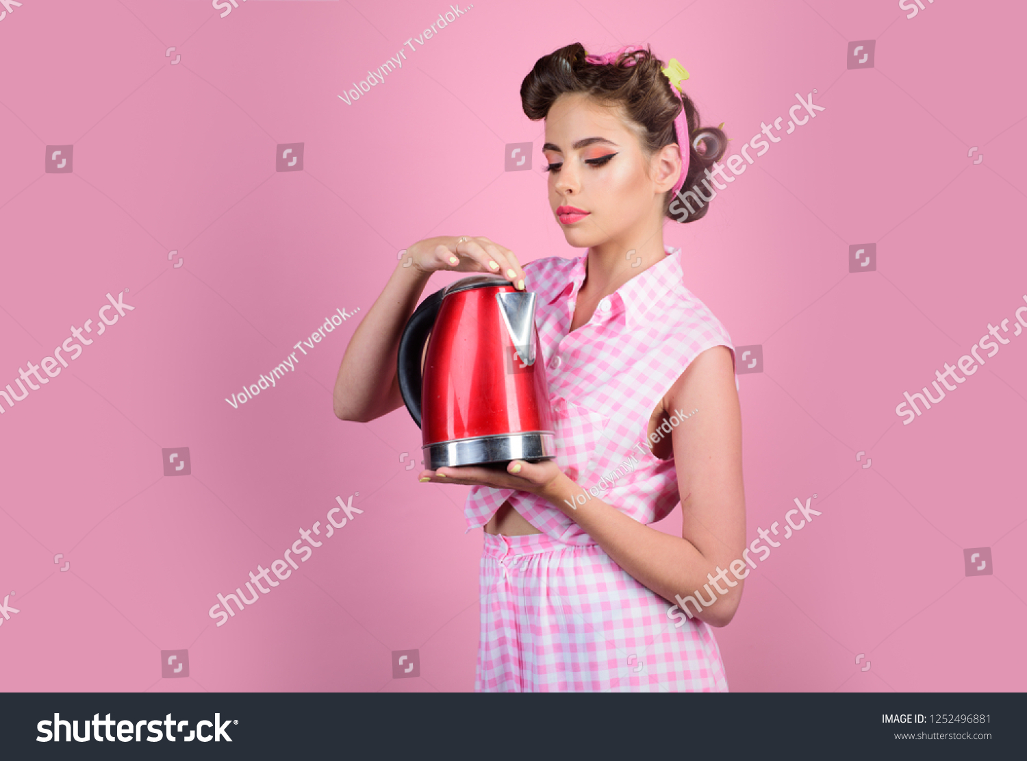 Perfect Housewife Pin Woman Trendy Makeup Stock Photo Edit Now