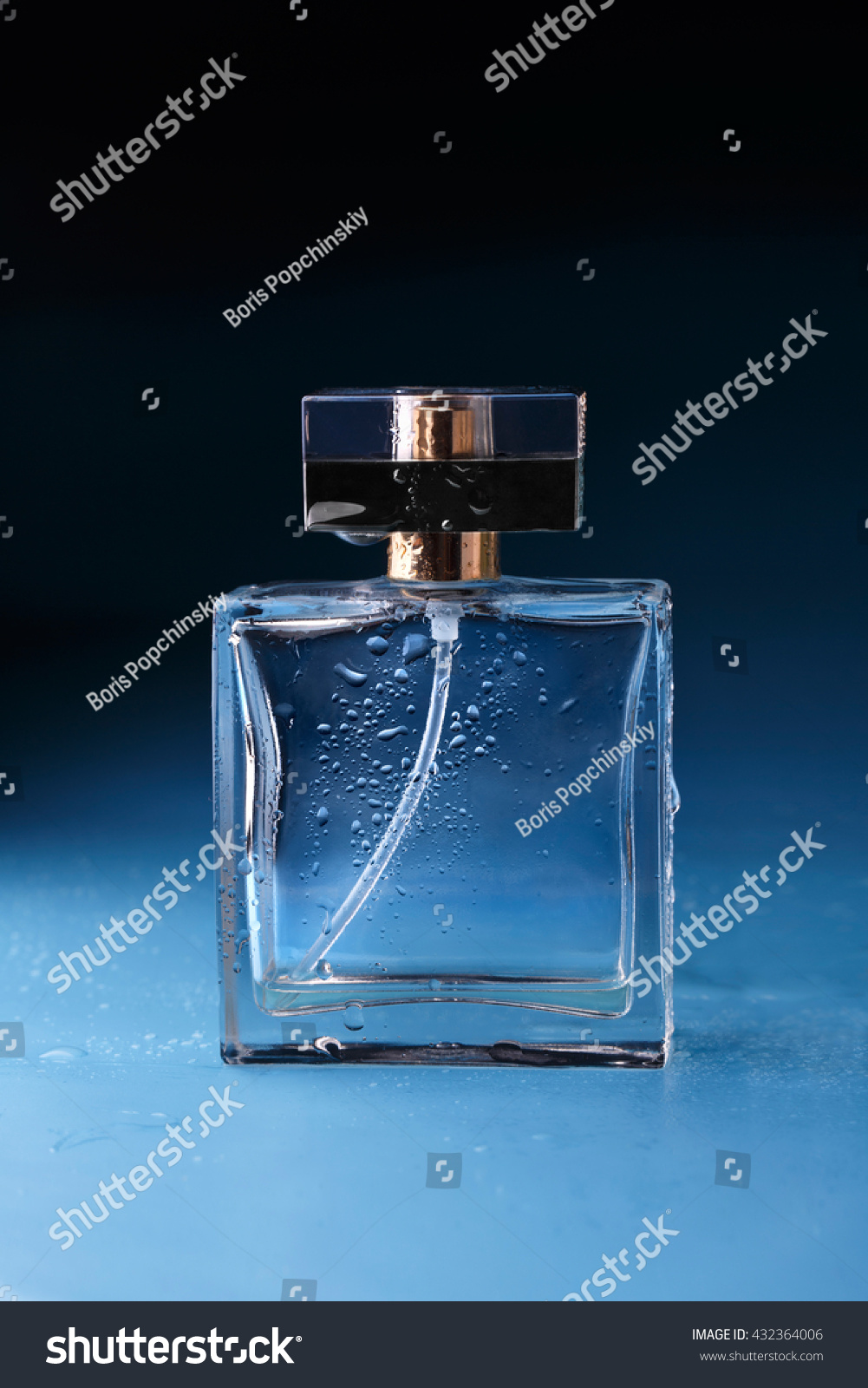 perfume in dark blue bottle