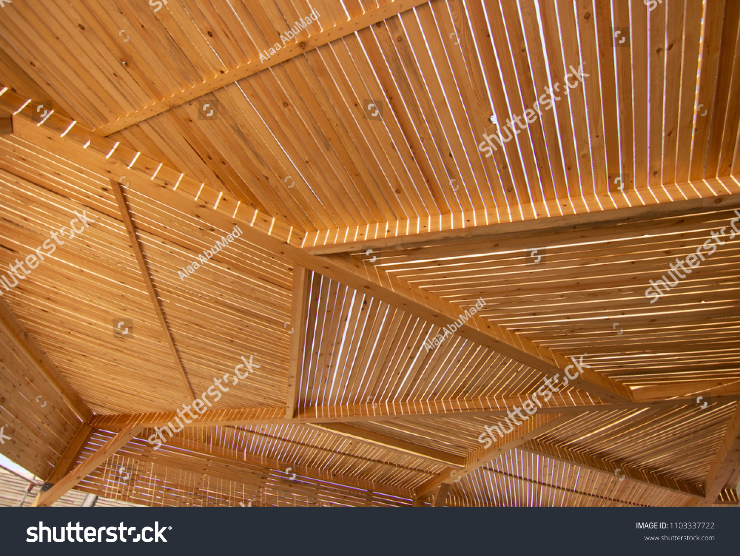 Pergola Wood Outdoor Ceiling Stock Photo Edit Now 1103337722