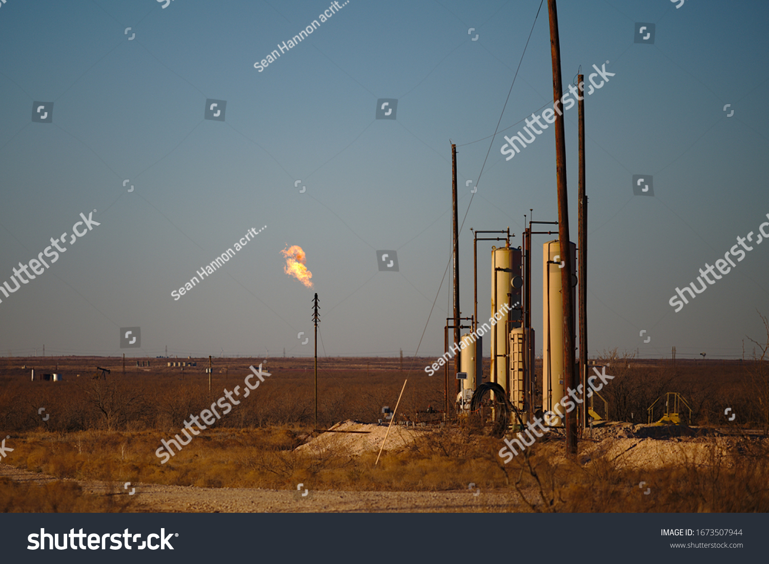 Permian Basin Gas Flare Burning Excess Stock Photo (Edit Now) 1673507944